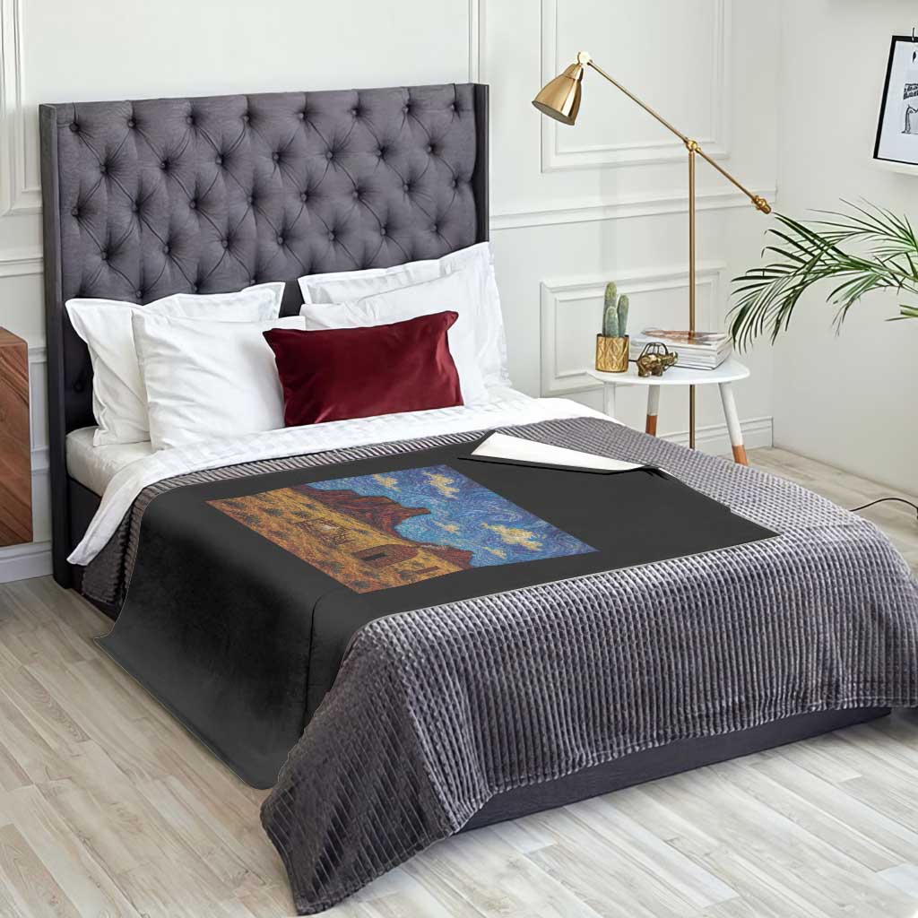 Starry Night Desert Monument Valley Throw Blanket Hogan Home Oil Painting Graphic