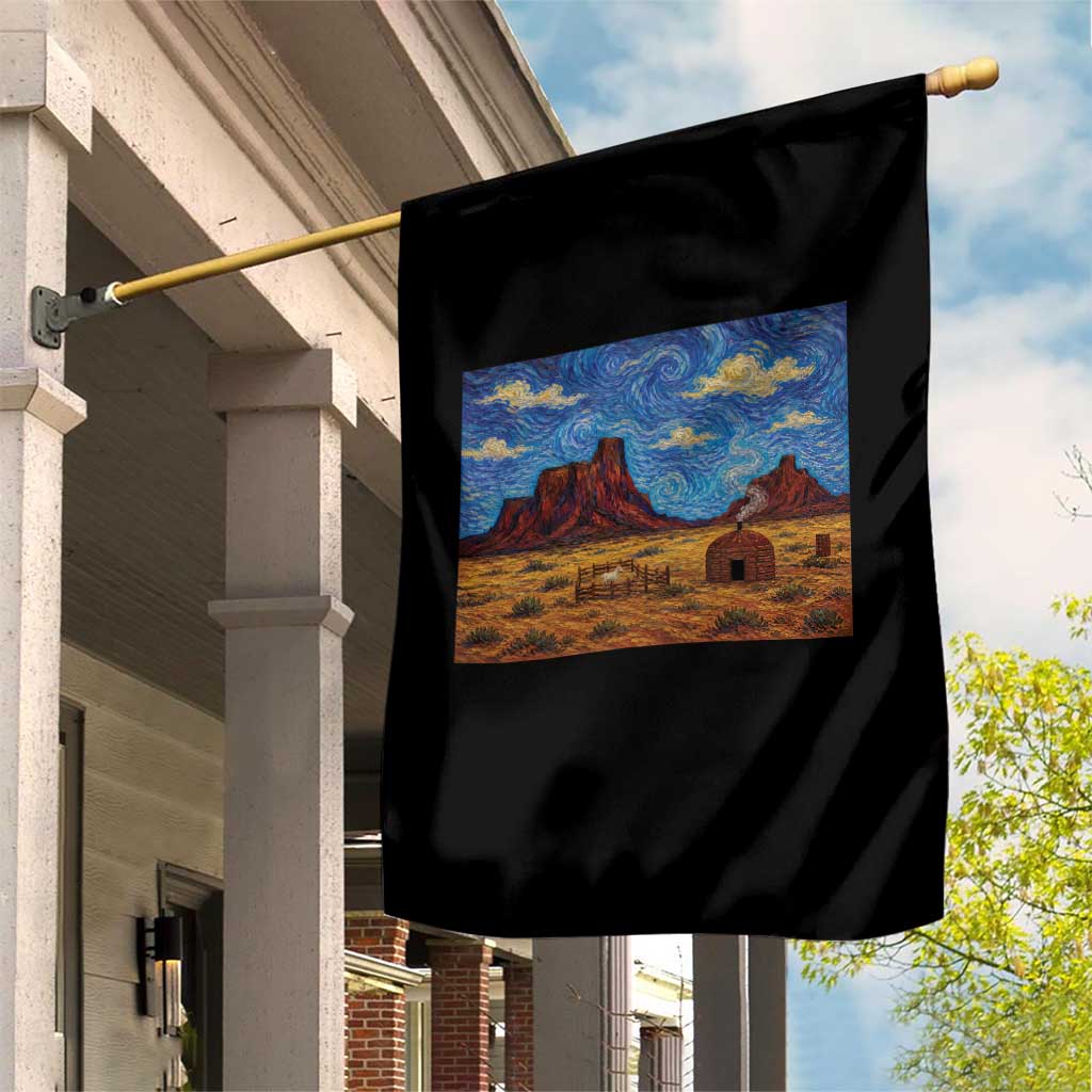 Starry Night Desert Monument Valley Garden Flag Hogan Home Oil Painting Graphic