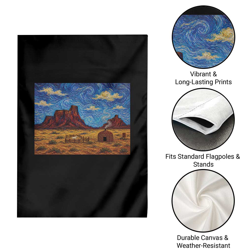 Starry Night Desert Monument Valley Garden Flag Hogan Home Oil Painting Graphic