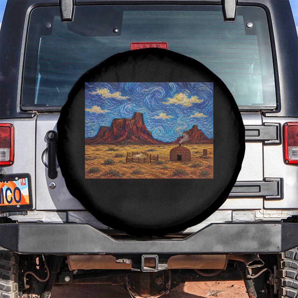 Starry Night Desert Monument Valley Spare Tire Cover Hogan Home Oil Painting Graphic