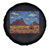 Starry Night Desert Monument Valley Spare Tire Cover Hogan Home Oil Painting Graphic