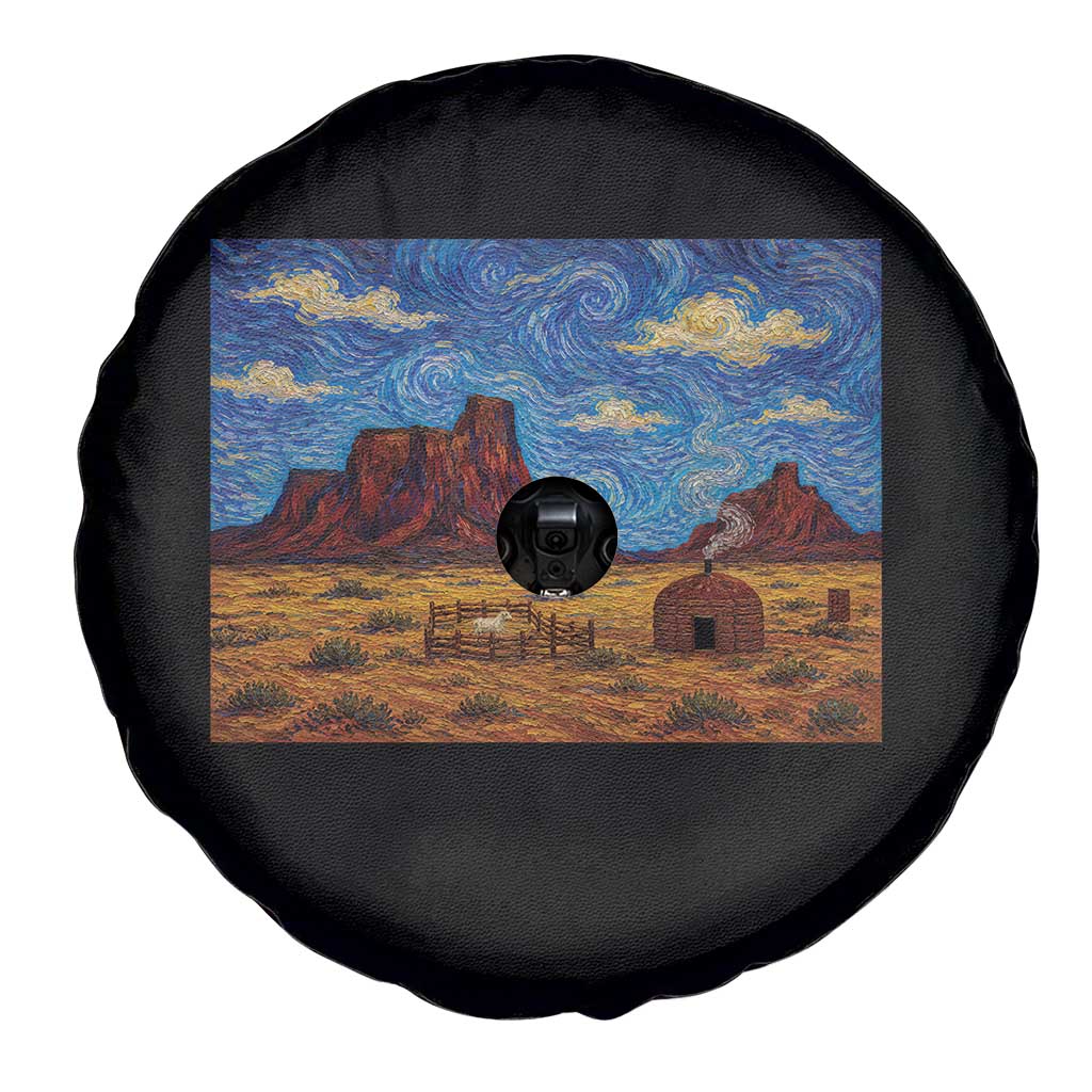 Starry Night Desert Monument Valley Spare Tire Cover Hogan Home Oil Painting Graphic