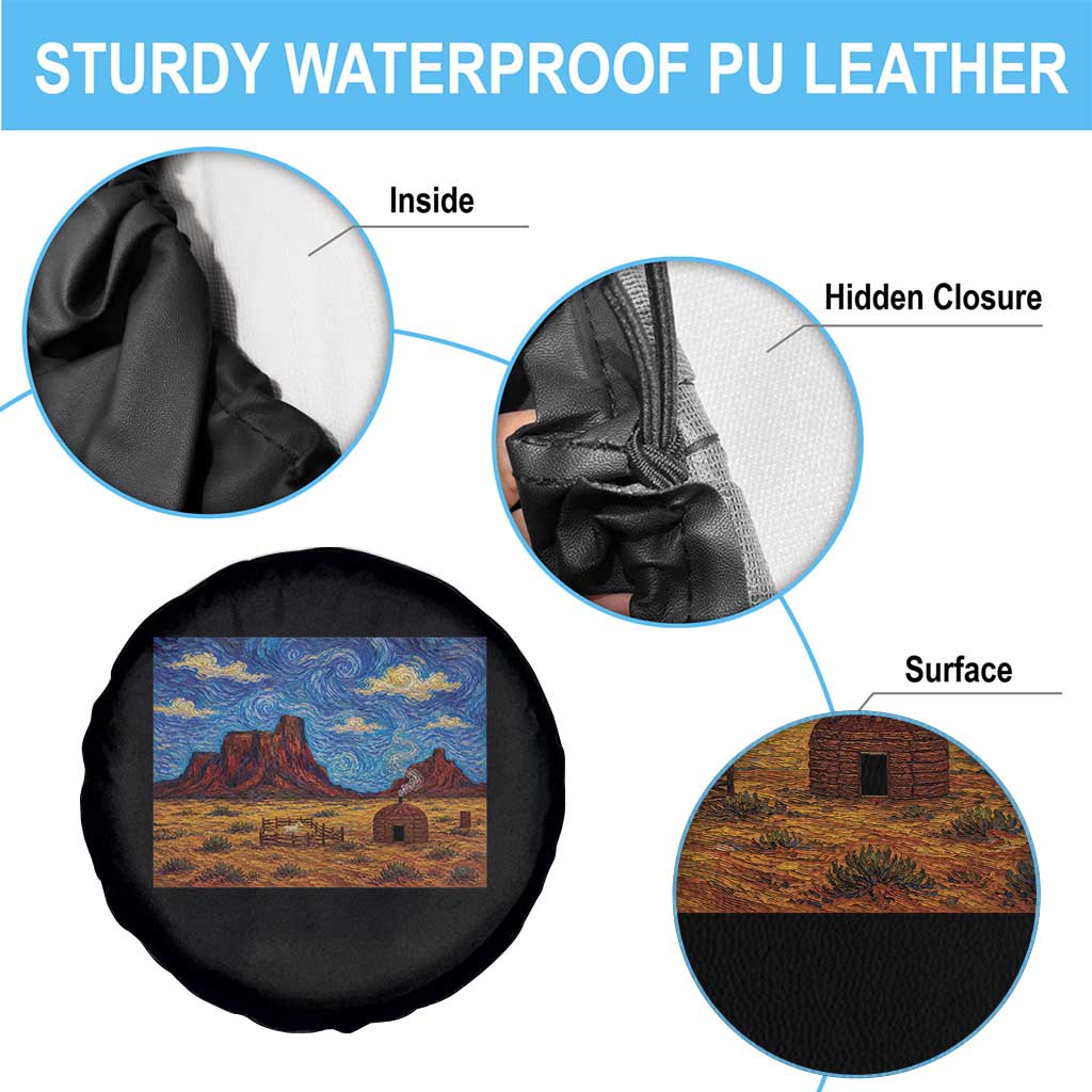 Starry Night Desert Monument Valley Spare Tire Cover Hogan Home Oil Painting Graphic