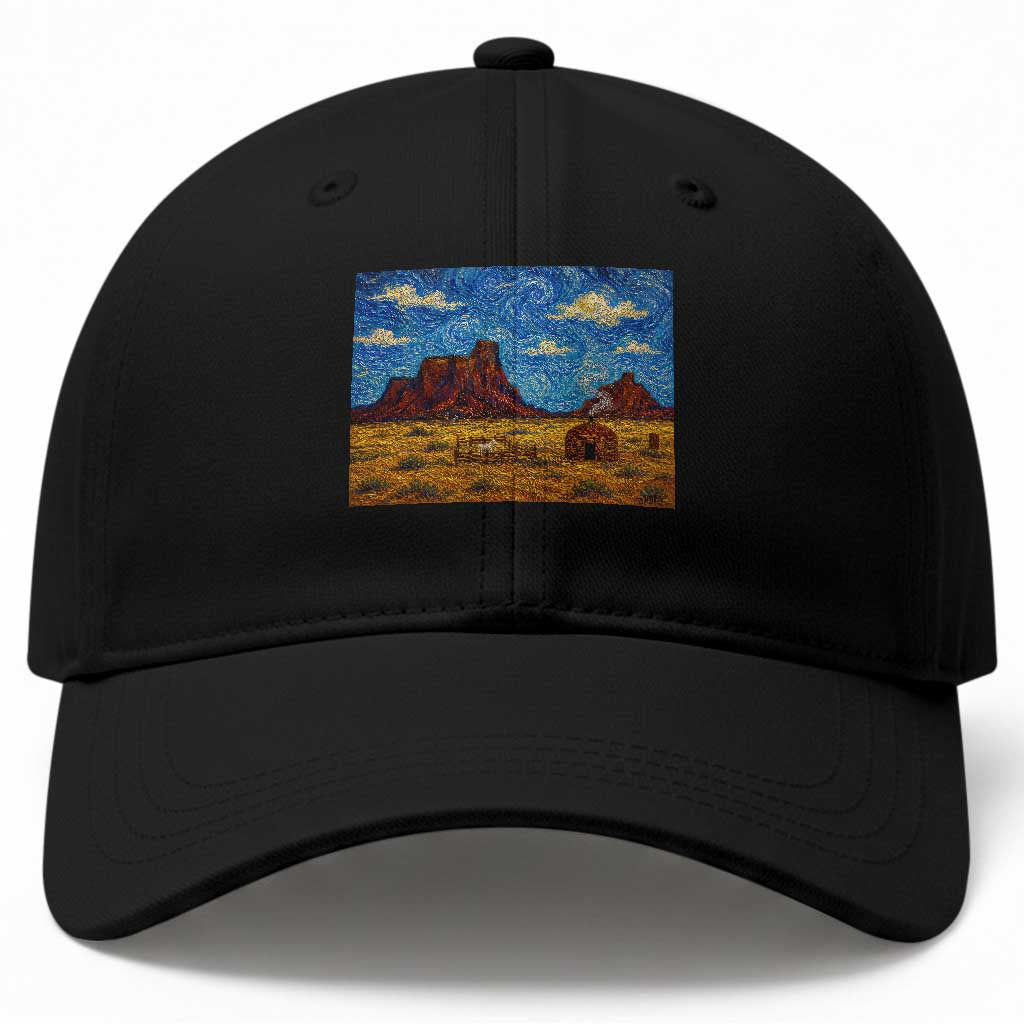 Starry Night Desert Monument Valley Baseball Cap Hogan Home Oil Painting Graphic