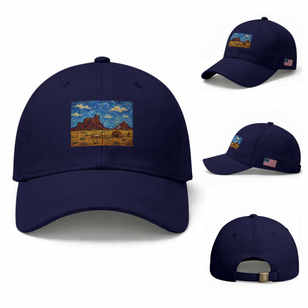 Starry Night Desert Monument Valley Baseball Cap Hogan Home Oil Painting Graphic
