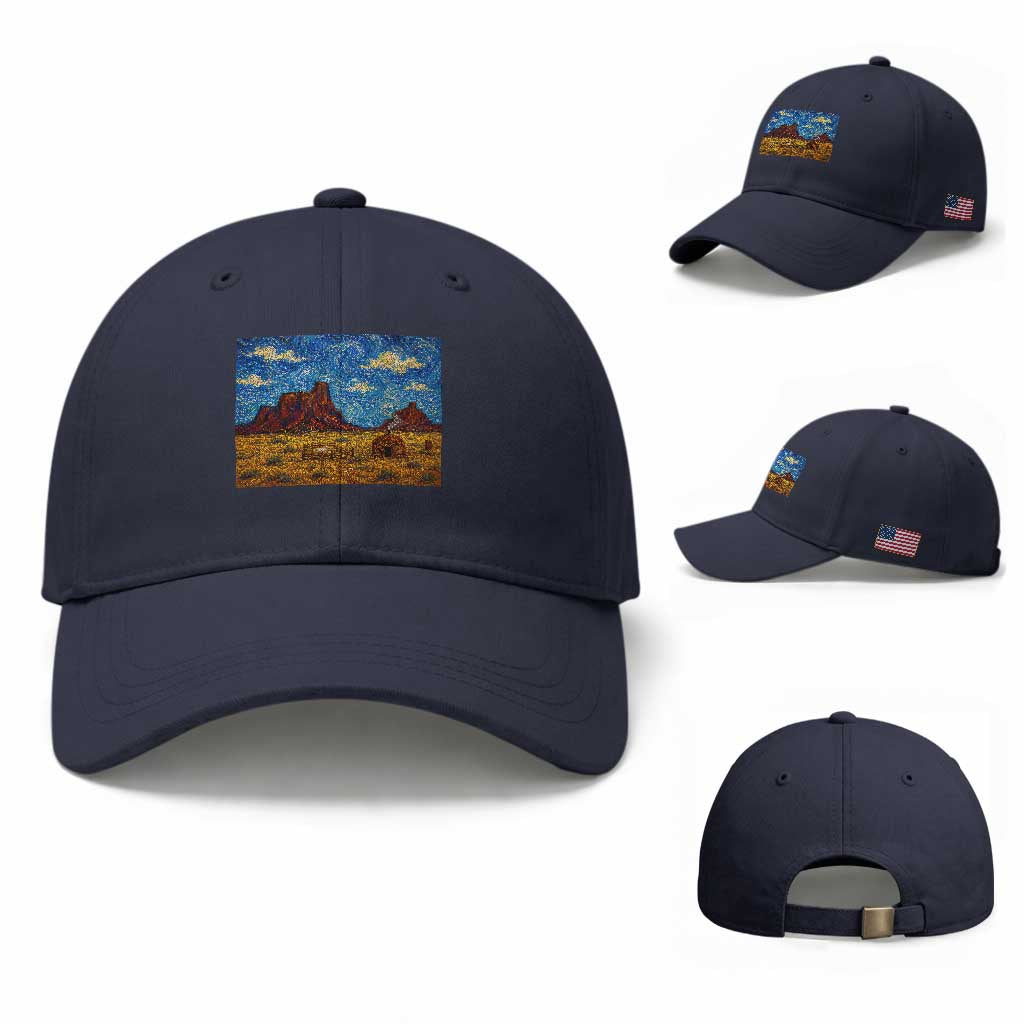 Starry Night Desert Monument Valley Baseball Cap Hogan Home Oil Painting Graphic