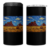 Starry Night Desert Monument Valley 4 in 1 Can Cooler Tumbler Hogan Home Oil Painting Graphic