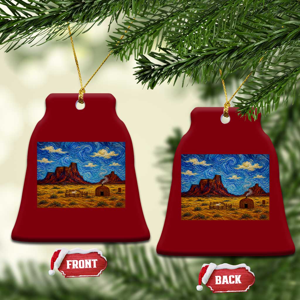 Starry Night Desert Monument Valley Ceramic Ornament Hogan Home Oil Painting Graphic