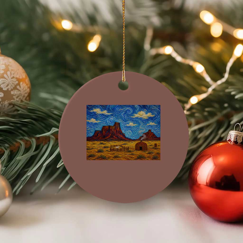 Starry Night Desert Monument Valley Ceramic Ornament Hogan Home Oil Painting Graphic