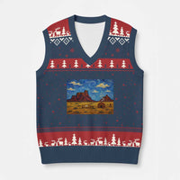 Starry Night Desert Monument Valley V-Neck Knit Sweater Vest Hogan Home Oil Painting Graphic