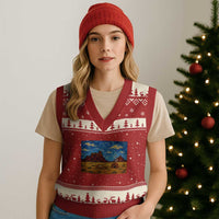 Starry Night Desert Monument Valley V-Neck Knit Sweater Vest Hogan Home Oil Painting Graphic