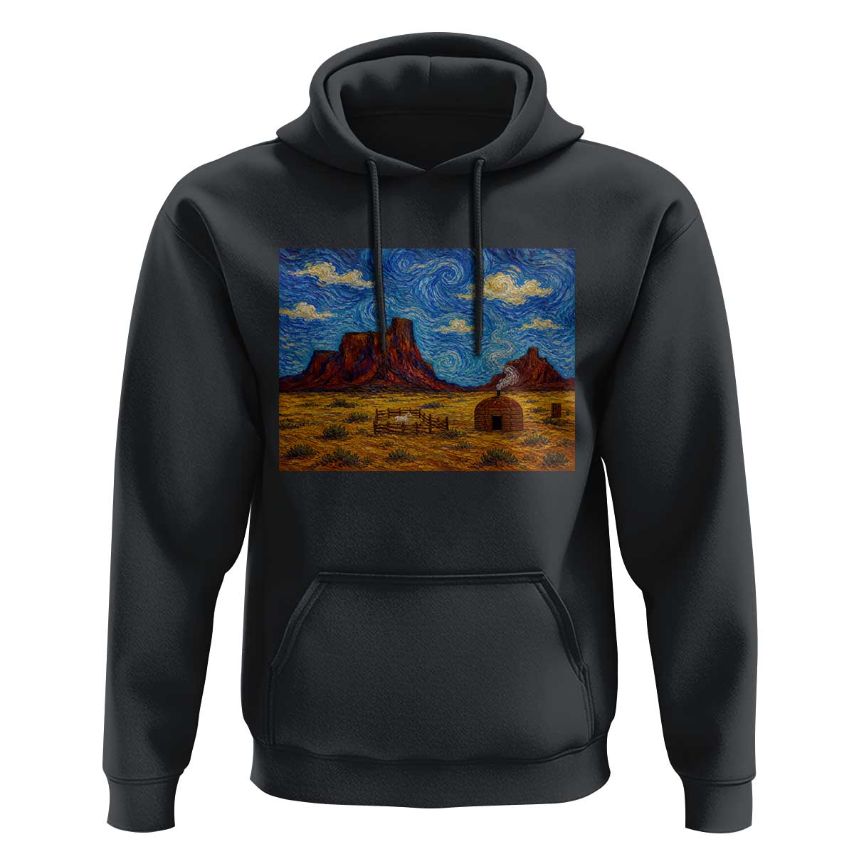 Starry Night Desert Monument Valley Hoodie Hogan Home Oil Painting Graphic