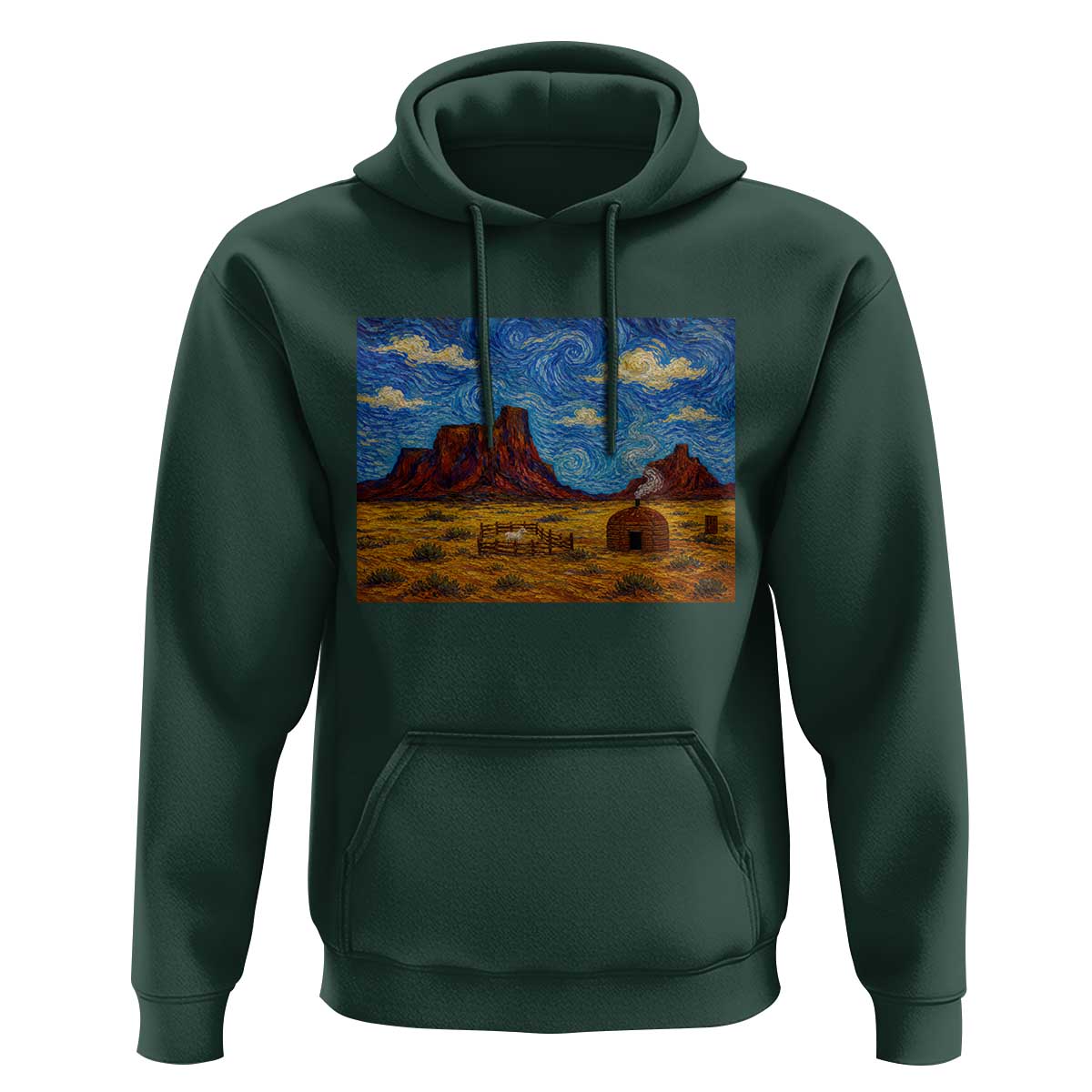Starry Night Desert Monument Valley Hoodie Hogan Home Oil Painting Graphic