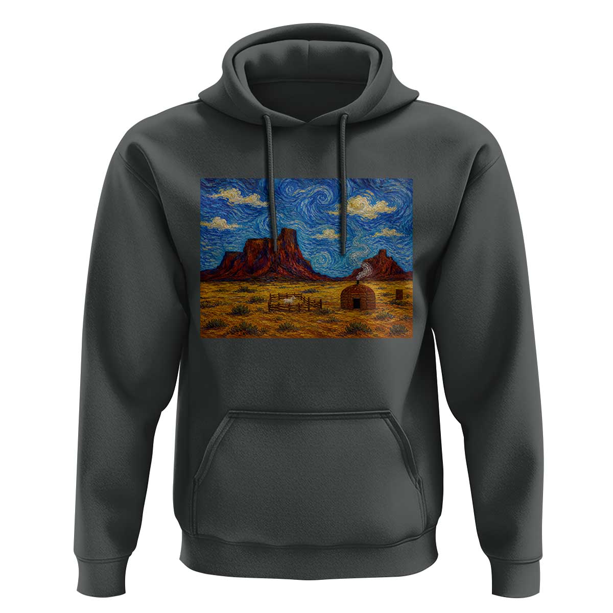 Starry Night Desert Monument Valley Hoodie Hogan Home Oil Painting Graphic