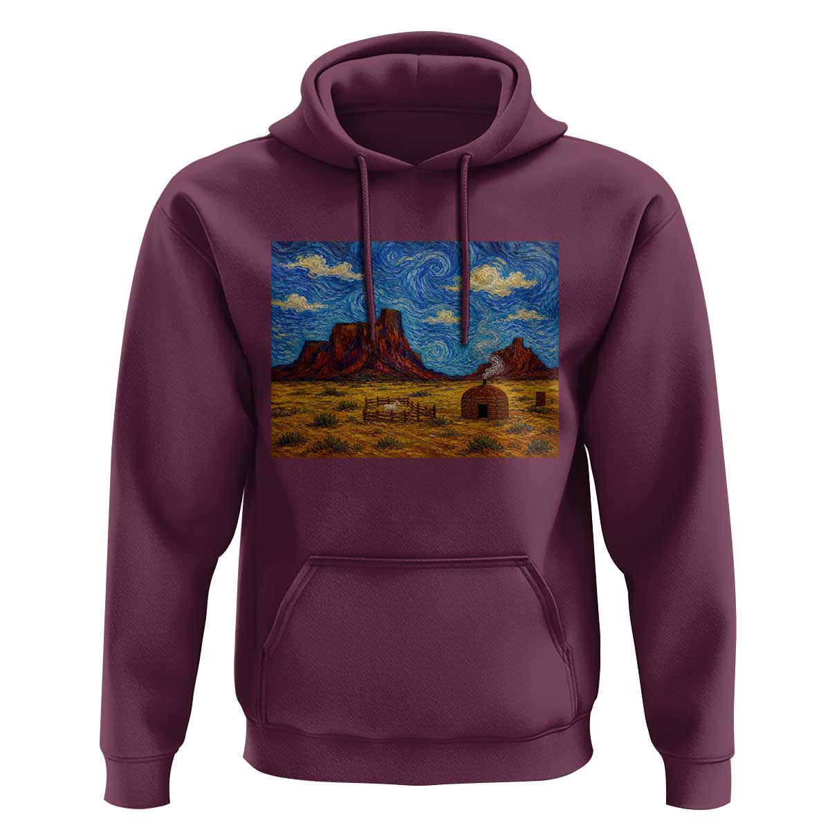 Starry Night Desert Monument Valley Hoodie Hogan Home Oil Painting Graphic