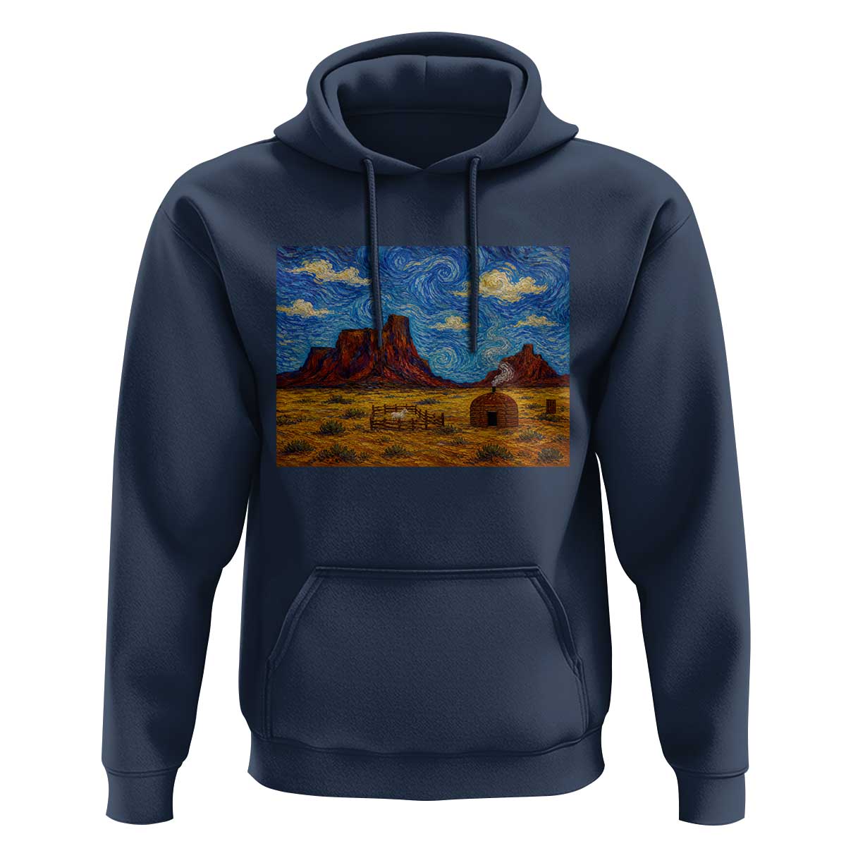 Starry Night Desert Monument Valley Hoodie Hogan Home Oil Painting Graphic