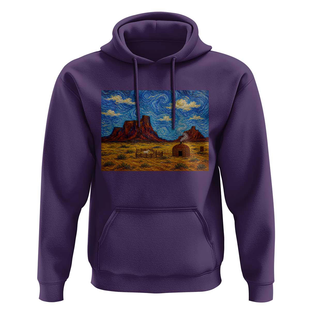 Starry Night Desert Monument Valley Hoodie Hogan Home Oil Painting Graphic