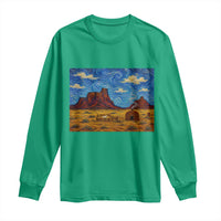 Starry Night Desert Monument Valley Long Sleeve Shirt Hogan Home Oil Painting Graphic