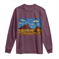 Starry Night Desert Monument Valley Long Sleeve Shirt Hogan Home Oil Painting Graphic