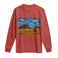 Starry Night Desert Monument Valley Long Sleeve Shirt Hogan Home Oil Painting Graphic