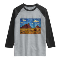Starry Night Desert Monument Valley Raglan Shirt Hogan Home Oil Painting Graphic