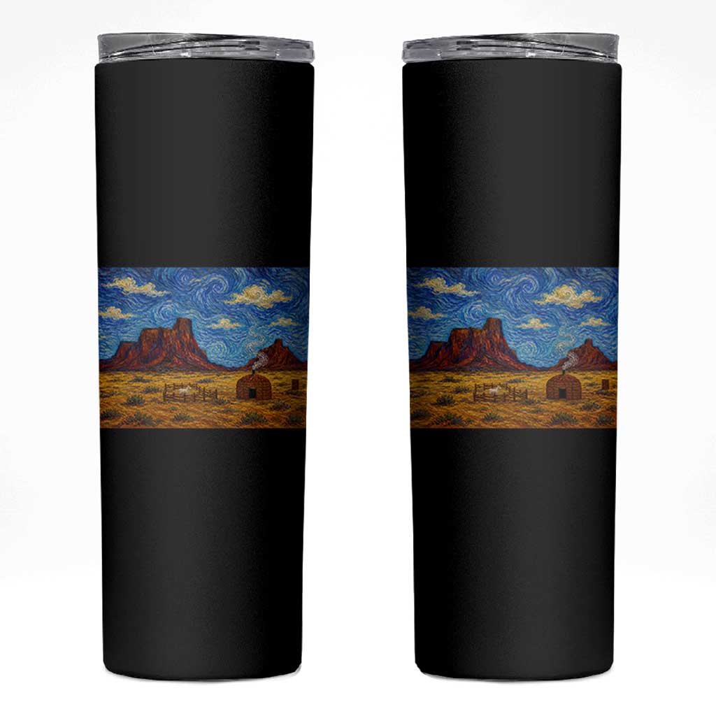 Starry Night Desert Monument Valley Skinny Tumbler Hogan Home Oil Painting Graphic