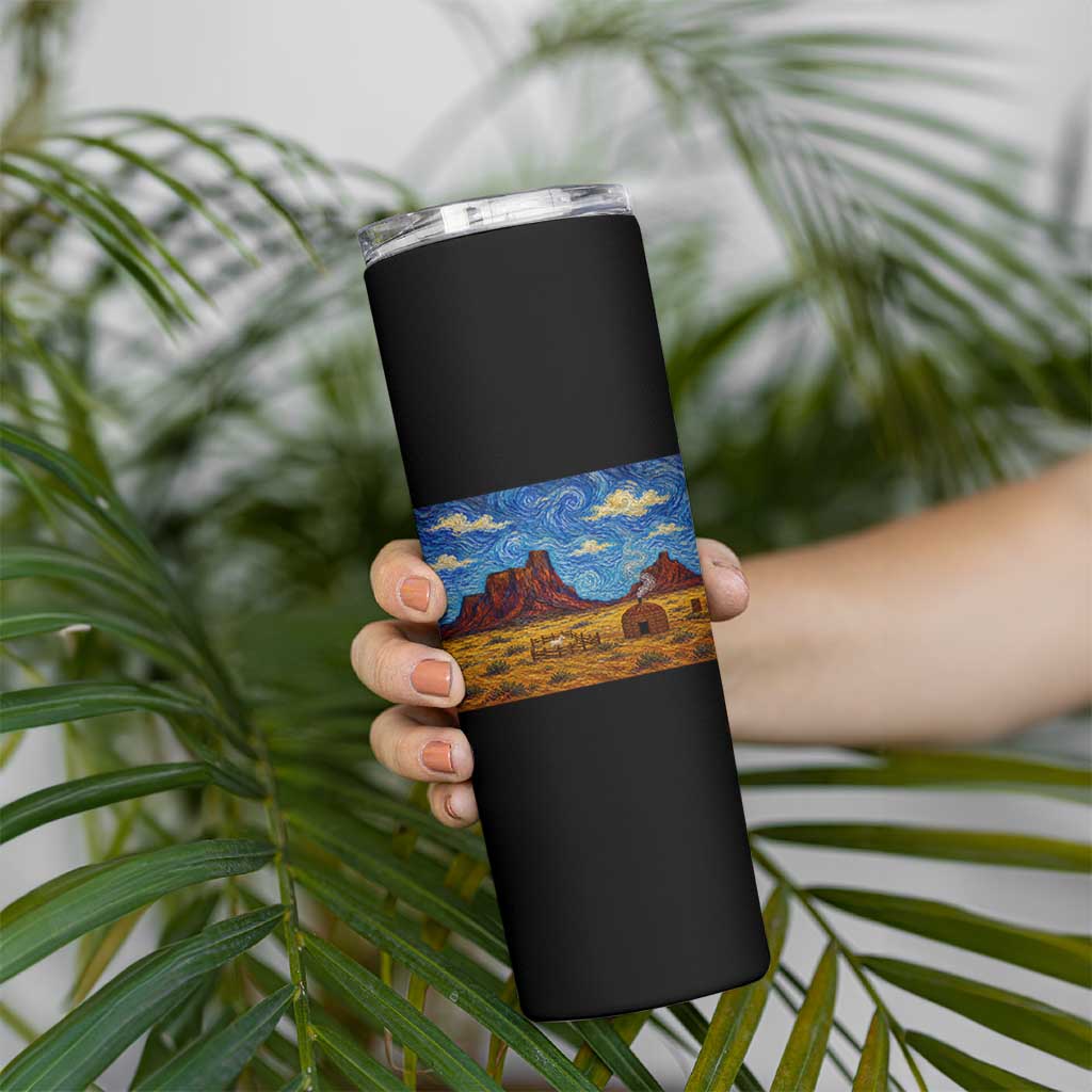 Starry Night Desert Monument Valley Skinny Tumbler Hogan Home Oil Painting Graphic