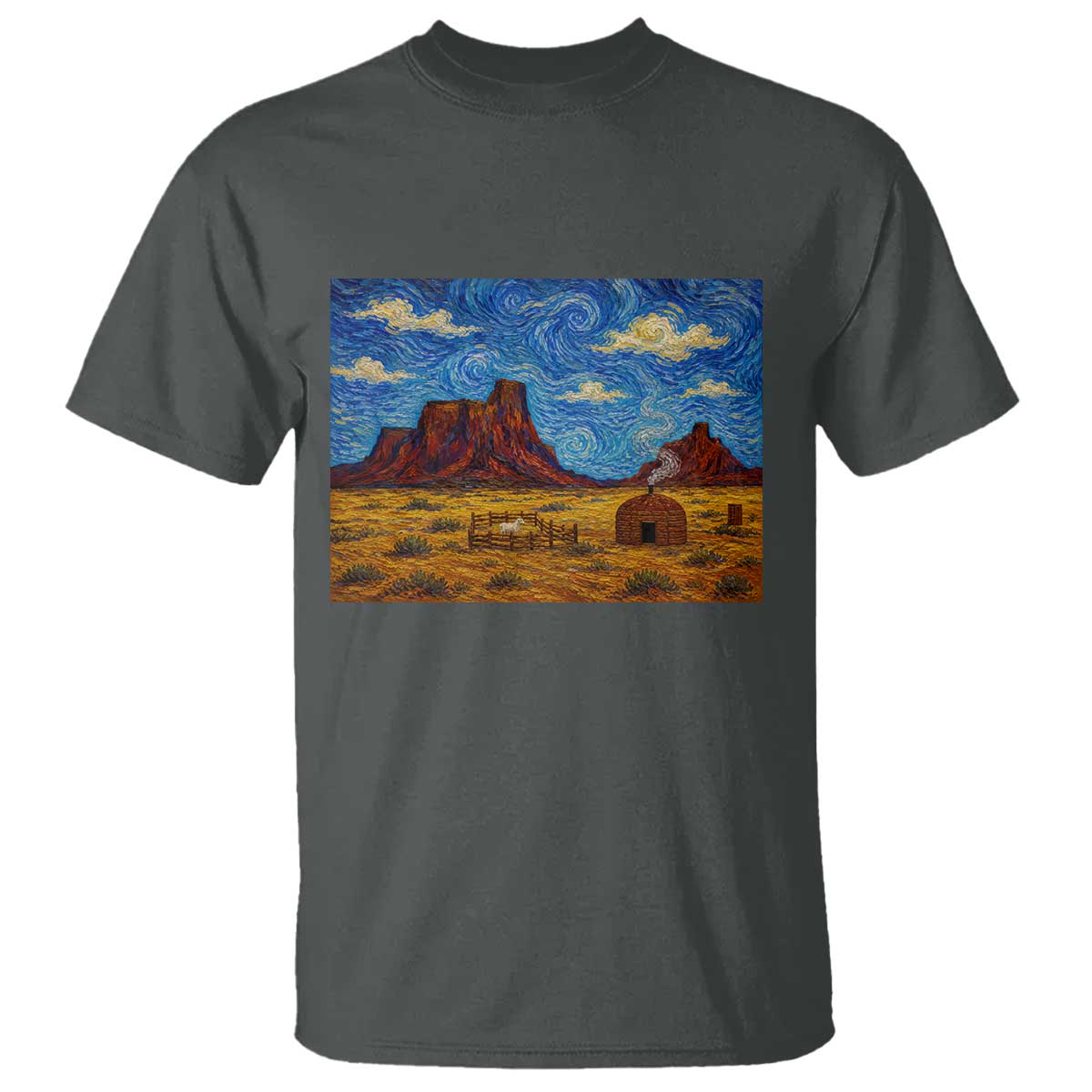 Starry Night Desert Monument Valley T Shirt Hogan Home Oil Painting Graphic