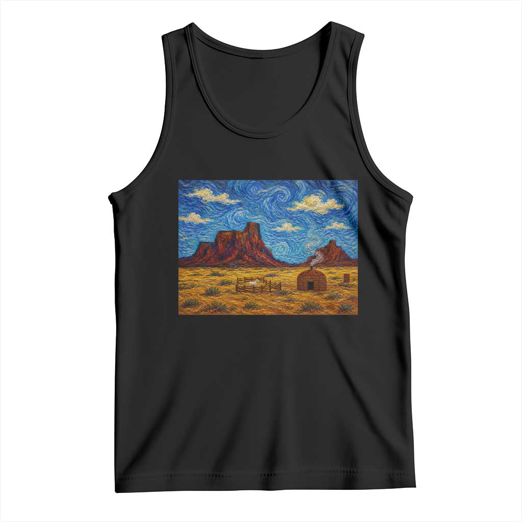 Starry Night Desert Monument Valley Tank Top Hogan Home Oil Painting Graphic