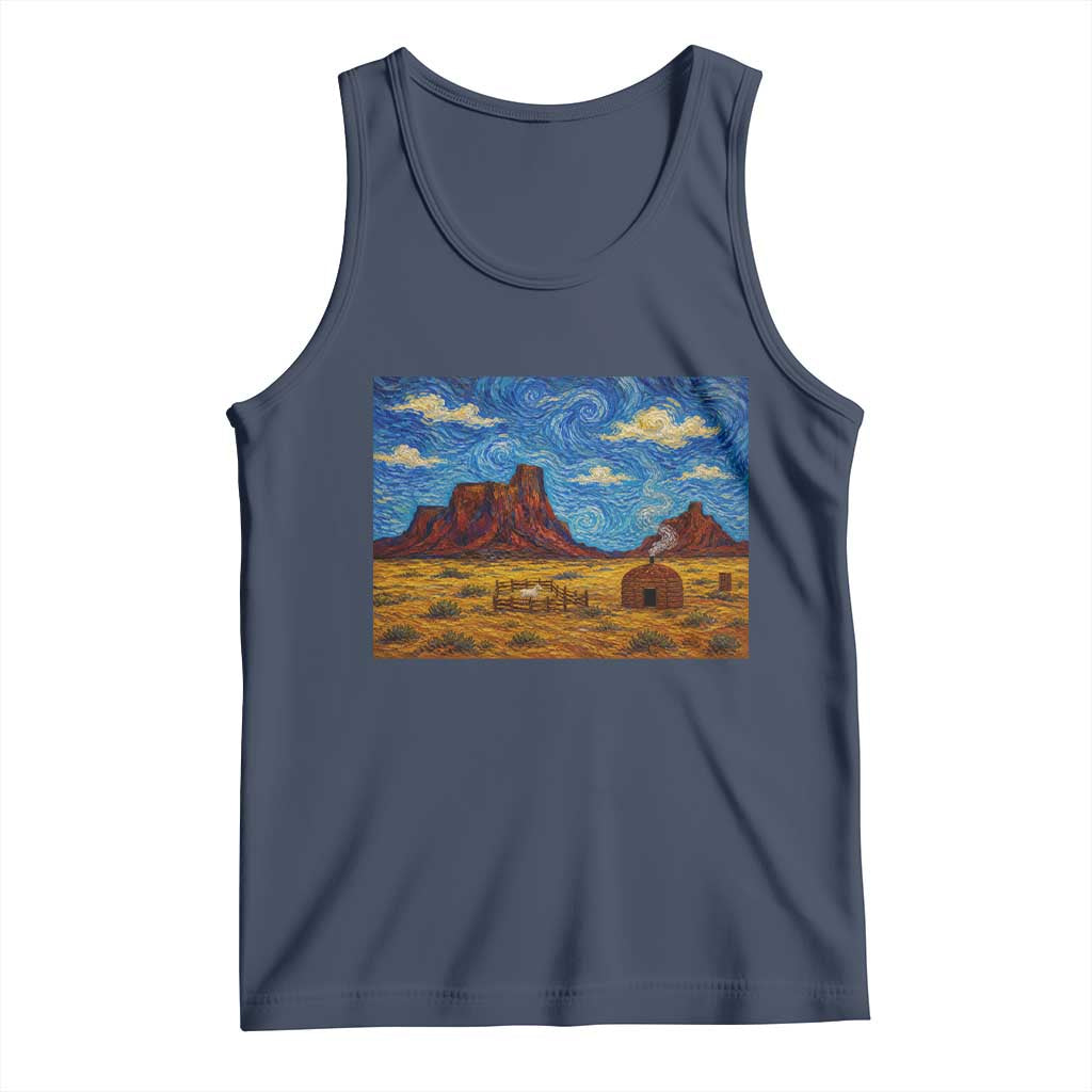 Starry Night Desert Monument Valley Tank Top Hogan Home Oil Painting Graphic