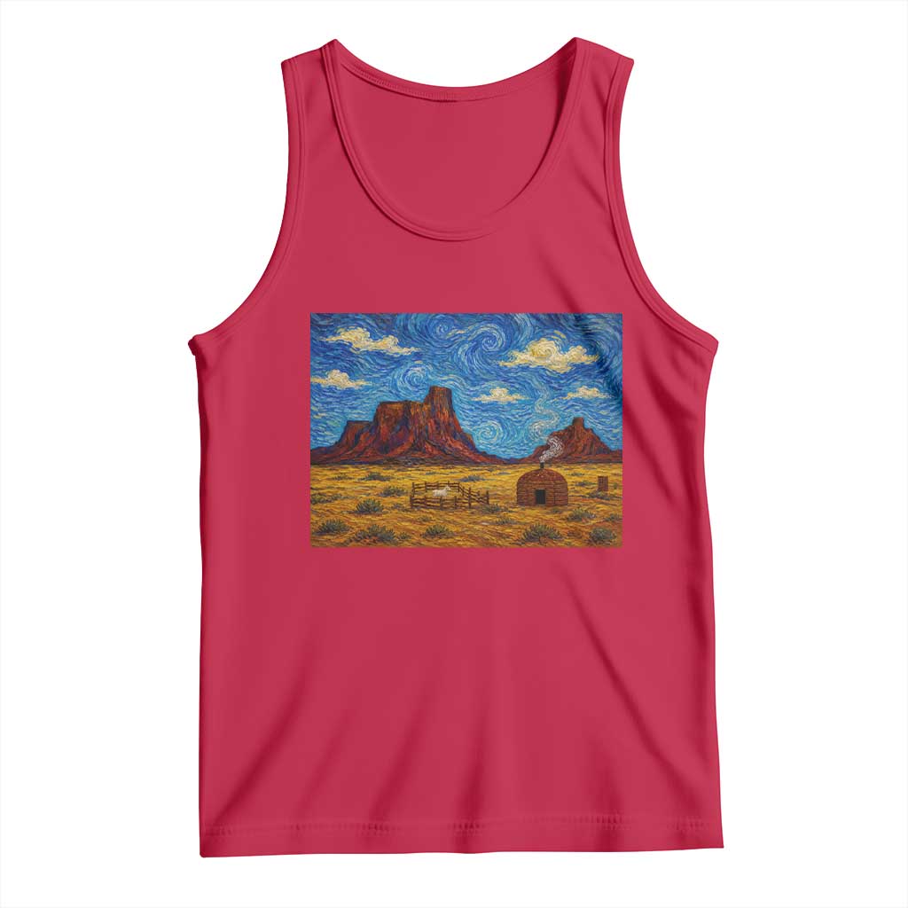 Starry Night Desert Monument Valley Tank Top Hogan Home Oil Painting Graphic