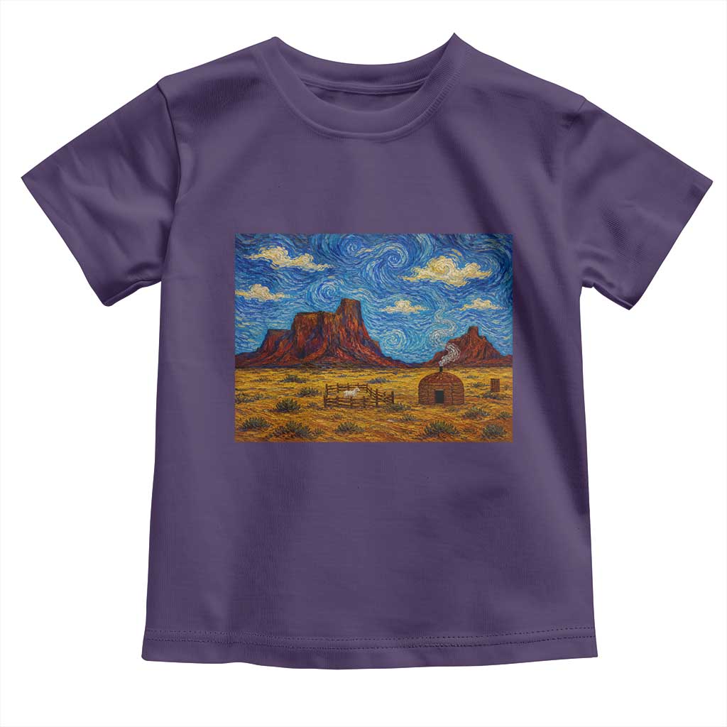 Starry Night Desert Monument Valley Toddler T Shirt Hogan Home Oil Painting Graphic