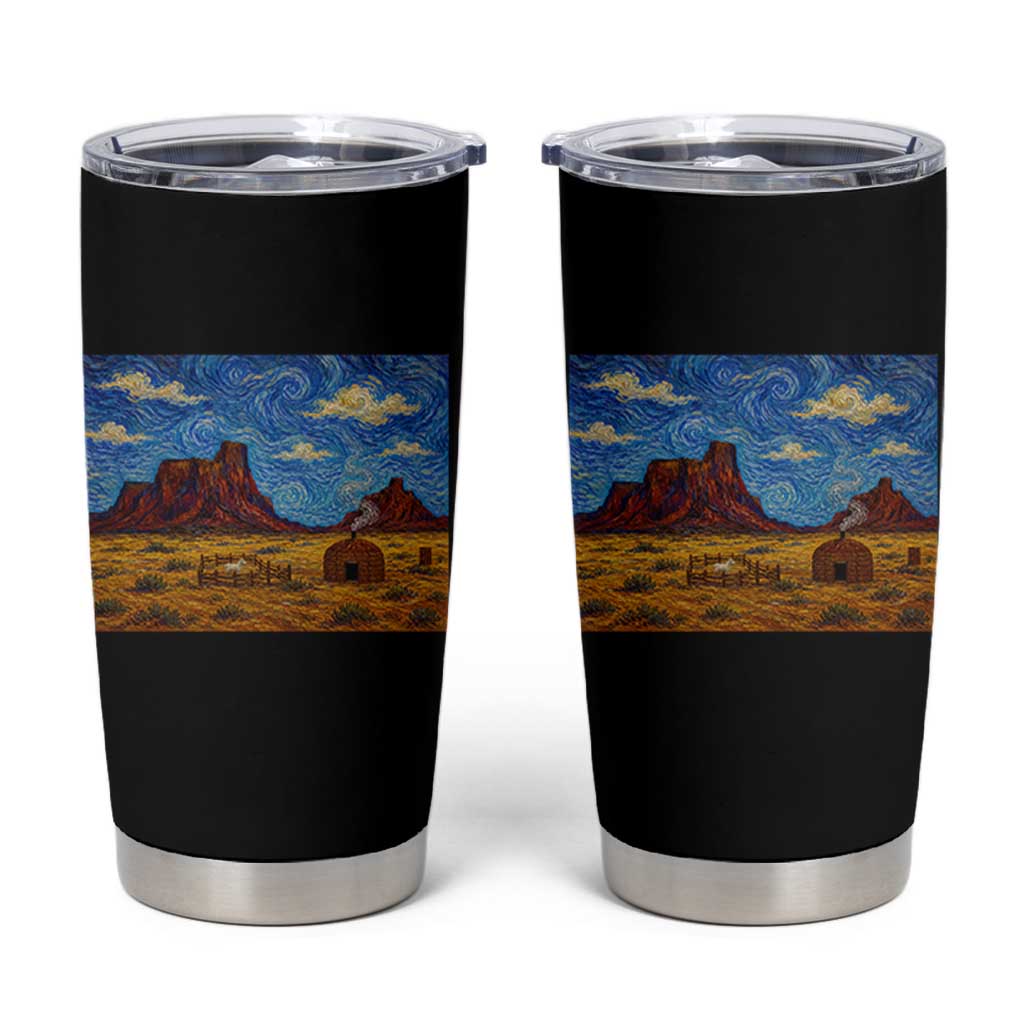 Starry Night Desert Monument Valley Tumbler Cup Hogan Home Oil Painting Graphic