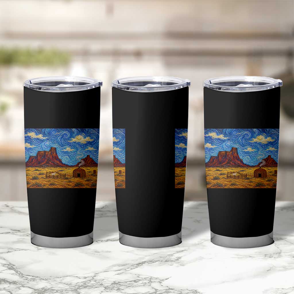 Starry Night Desert Monument Valley Tumbler Cup Hogan Home Oil Painting Graphic