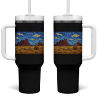 Starry Night Desert Monument Valley Tumbler With Handle Hogan Home Oil Painting Graphic