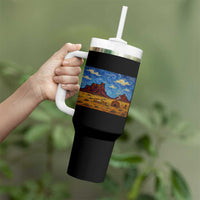 Starry Night Desert Monument Valley Tumbler With Handle Hogan Home Oil Painting Graphic