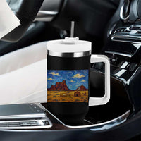 Starry Night Desert Monument Valley Tumbler With Handle Hogan Home Oil Painting Graphic