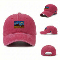 Starry Night Desert Monument Valley Washed Cotton Baseball Cap Hogan Home Oil Painting Graphic