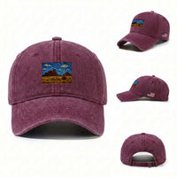 Starry Night Desert Monument Valley Washed Cotton Baseball Cap Hogan Home Oil Painting Graphic