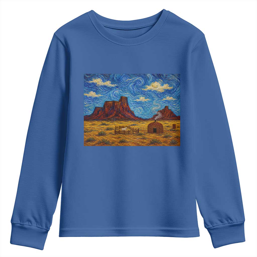 Starry Night Desert Monument Valley Youth Sweatshirt Hogan Home Oil Painting Graphic
