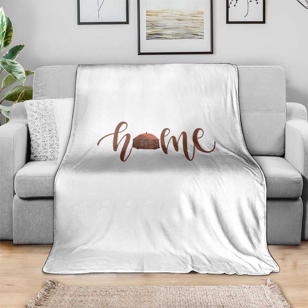 Rustic Hogan Home Typography Throw Blanket Native American Heritage Pride