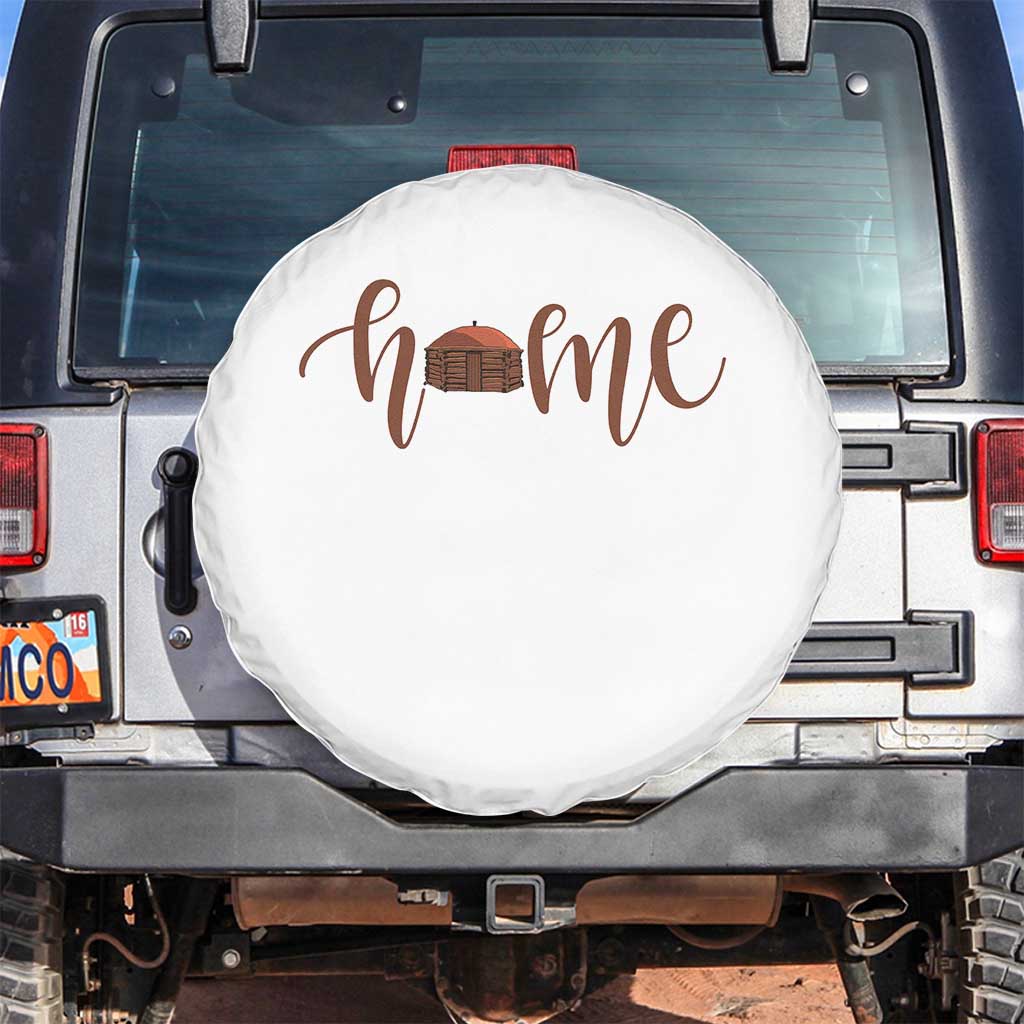 Rustic Hogan Home Typography Spare Tire Cover Native American Heritage Pride