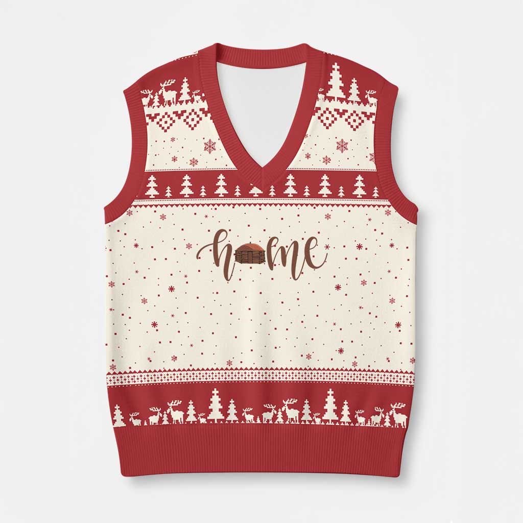 Rustic Hogan Home Typography V-Neck Knit Sweater Vest Native American Heritage Pride