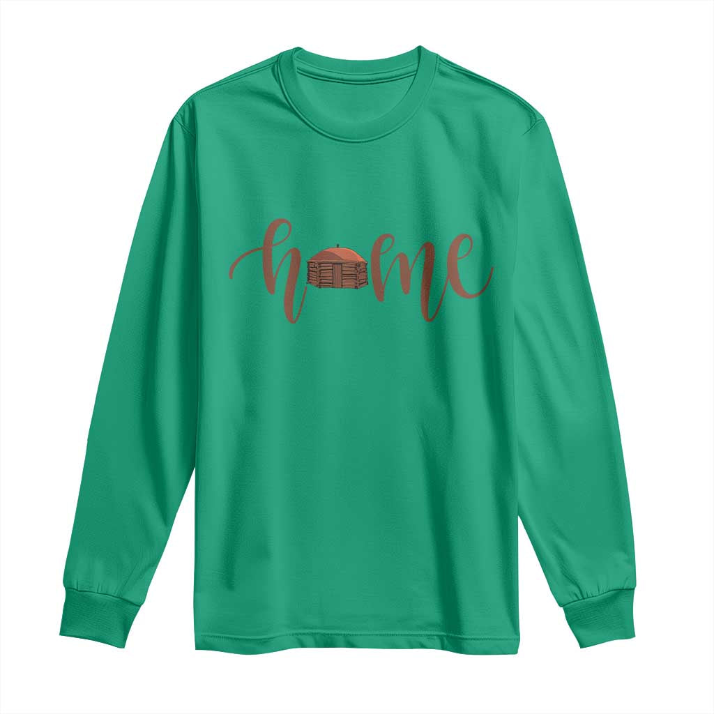 Rustic Hogan Home Typography Long Sleeve Shirt Native American Heritage Pride