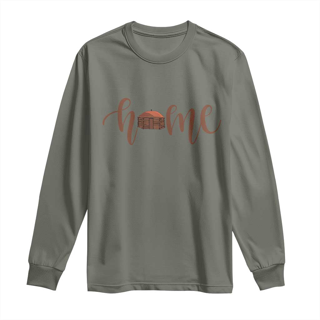 Rustic Hogan Home Typography Long Sleeve Shirt Native American Heritage Pride