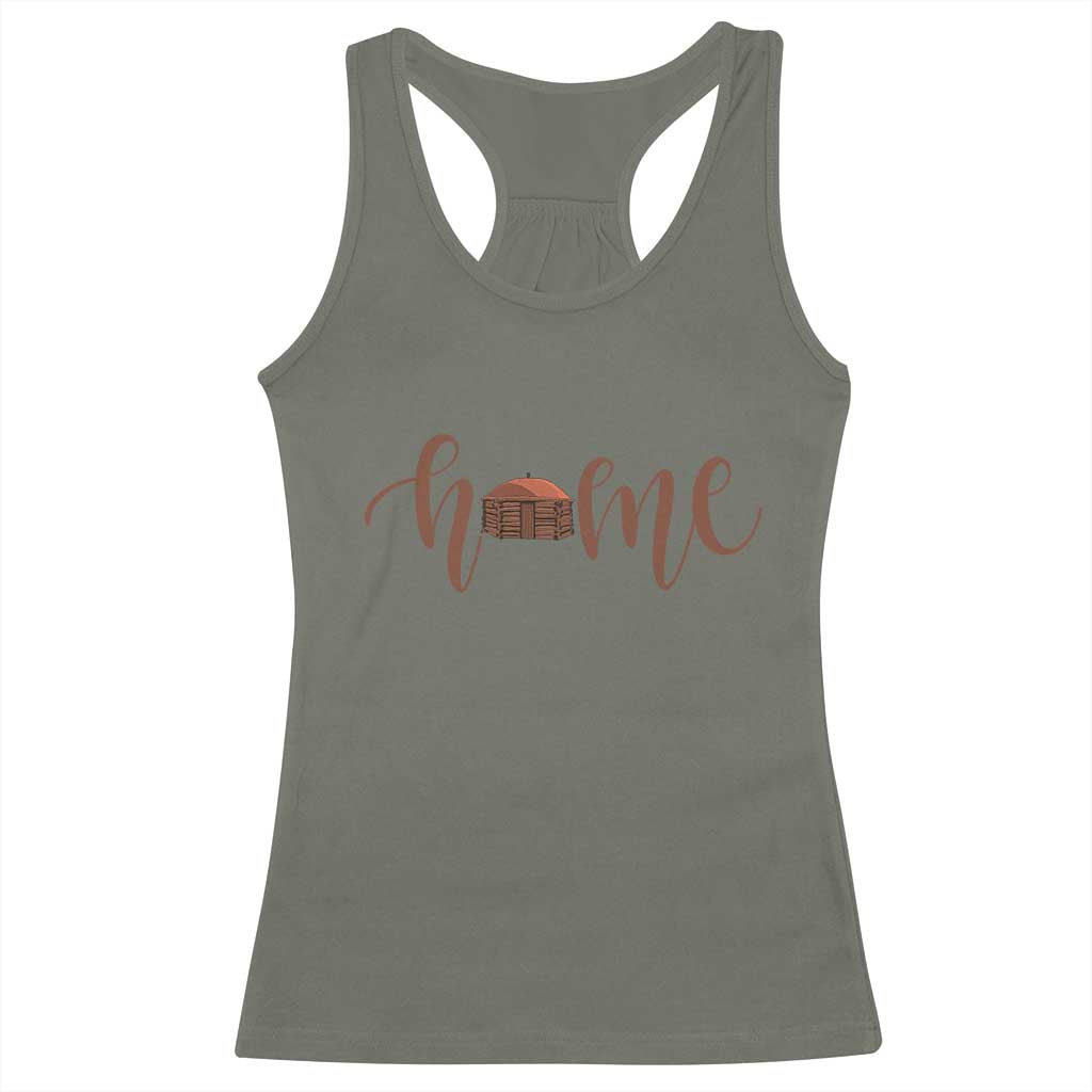 Rustic Hogan Home Typography Racerback Tank Top Native American Heritage Pride