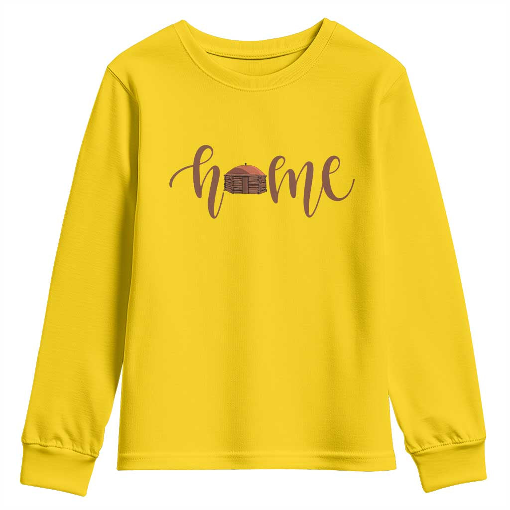 Rustic Hogan Home Typography Youth Sweatshirt Native American Heritage Pride