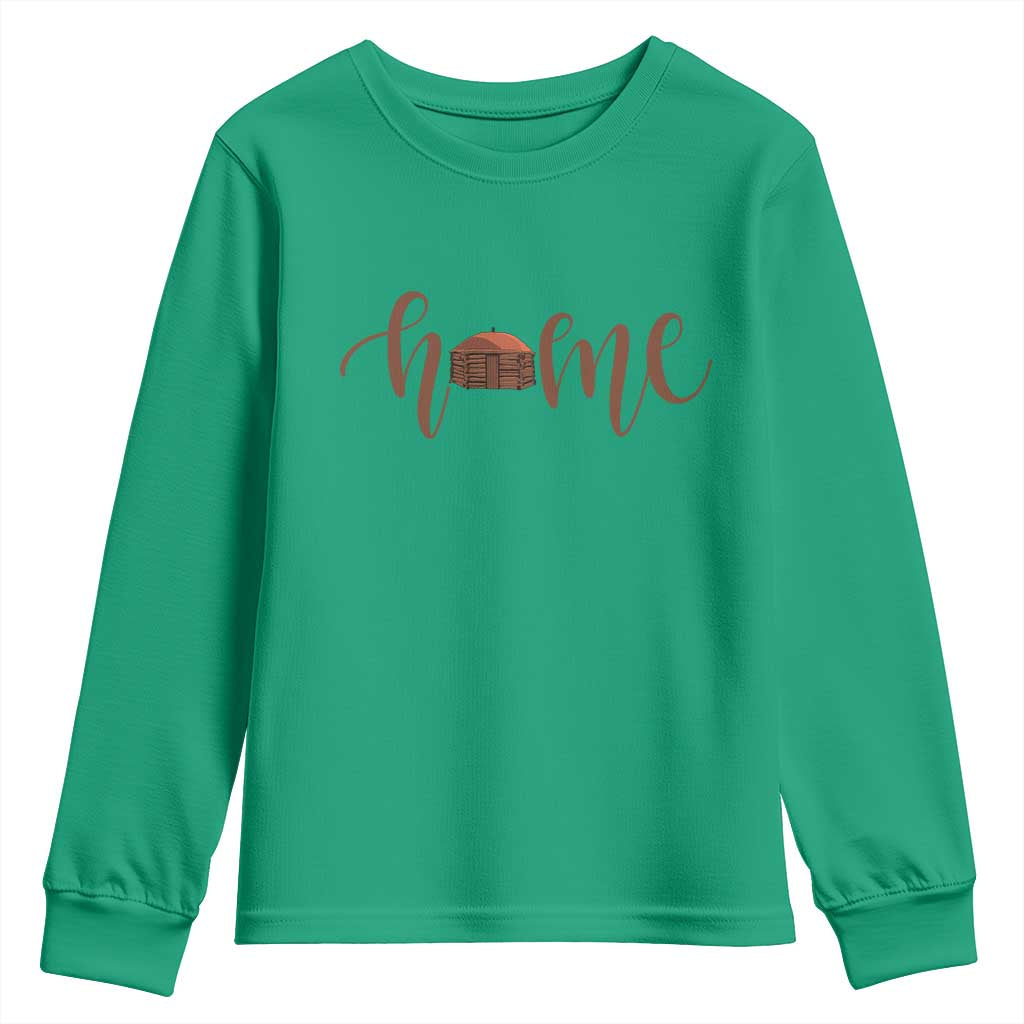 Rustic Hogan Home Typography Youth Sweatshirt Native American Heritage Pride
