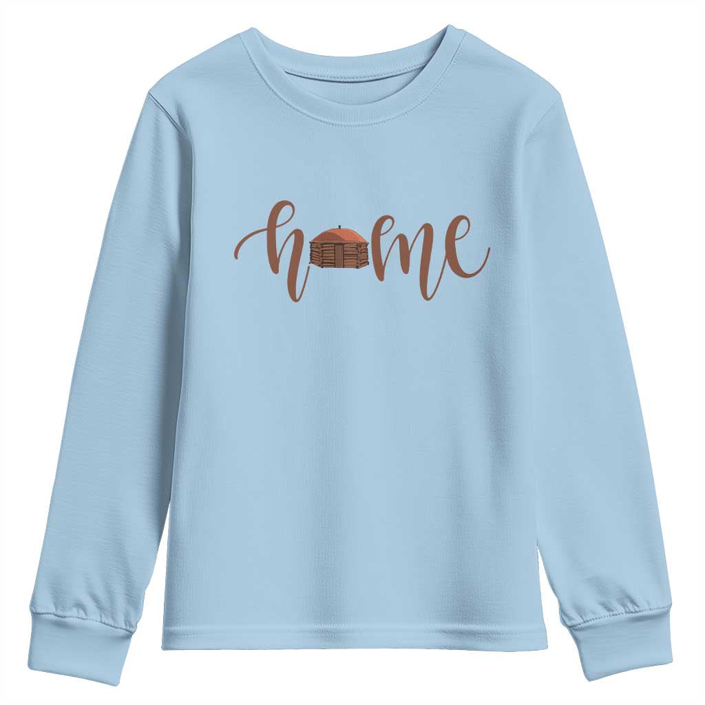 Rustic Hogan Home Typography Youth Sweatshirt Native American Heritage Pride