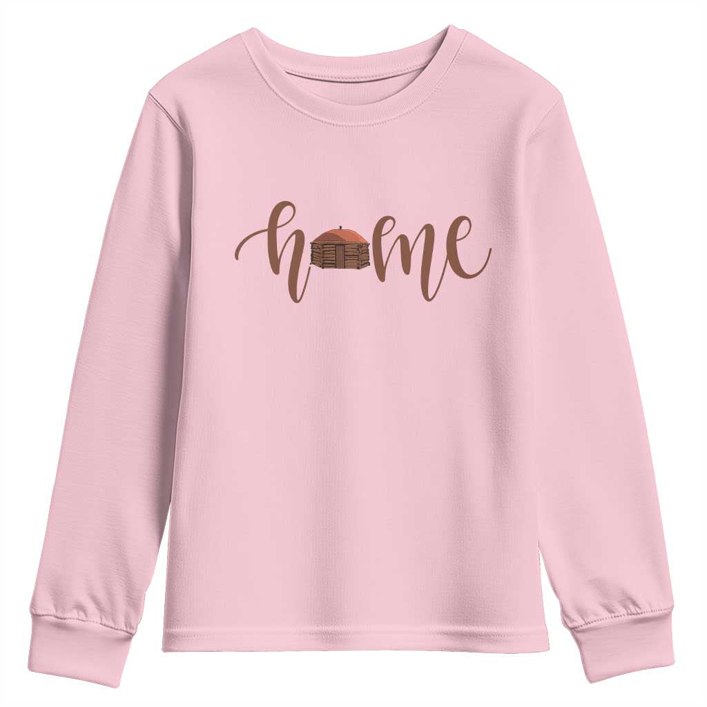 Rustic Hogan Home Typography Youth Sweatshirt Native American Heritage Pride